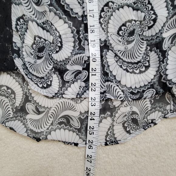 Valerie Stevens M Button Front 3/4 Raglan Sleeve Scoop Neck Lace Blouse Top - Picture 13 of 16